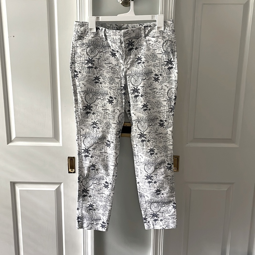 Old Navy Pixie pant Sz 8 regular blue/white mid-rise skinny ankle